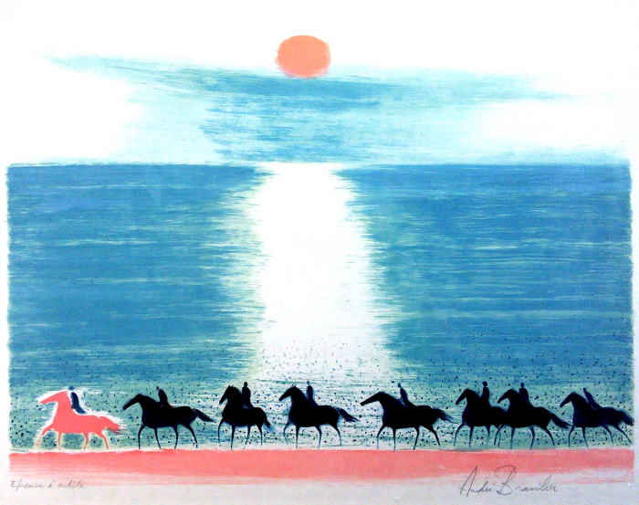 ブラジリエ　日の出の乗馬 1981年 les chevaux du soleil （太陽の馬）　絵画（リトグラフ）作品